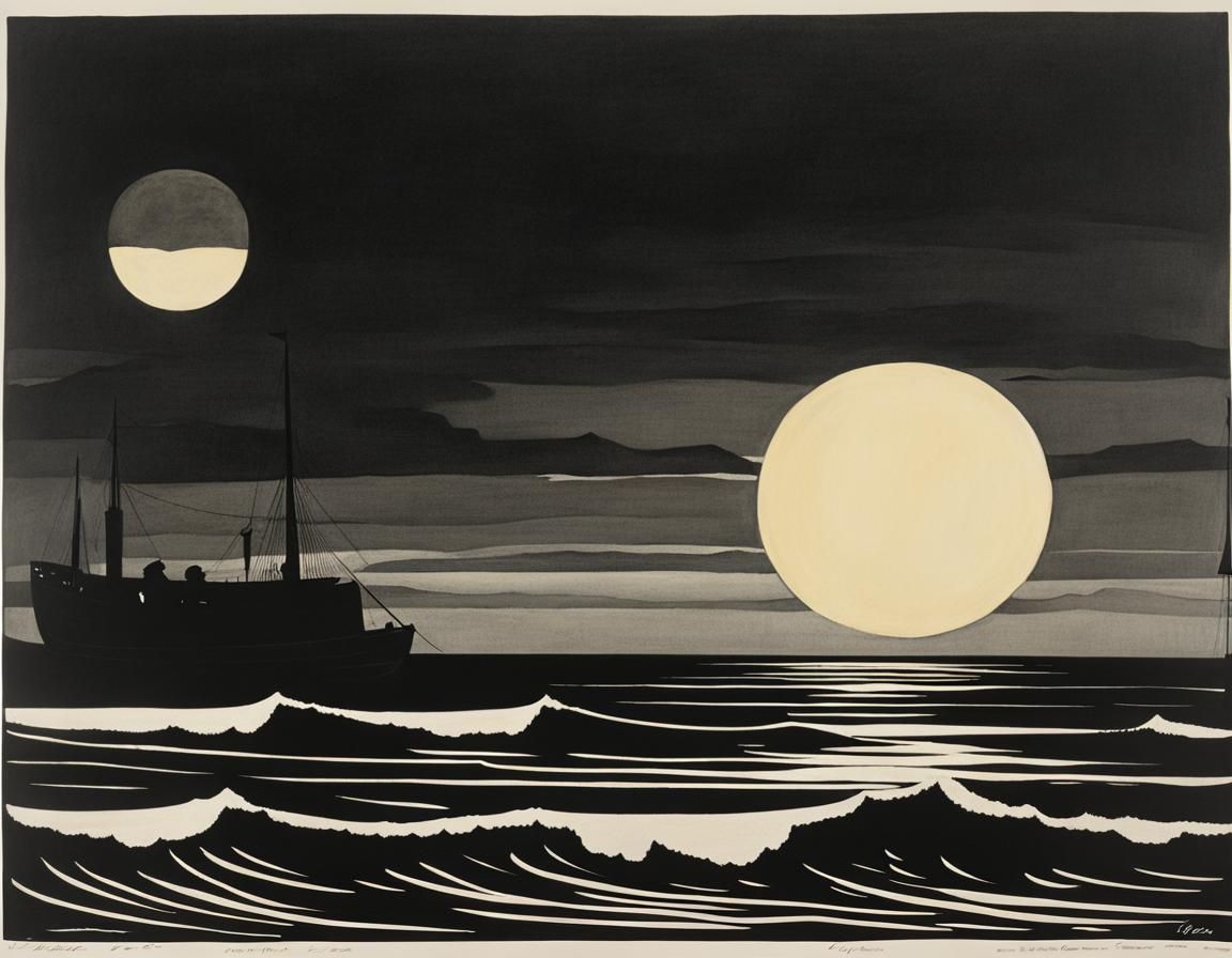 Moonlit Seascape in Vintage Style