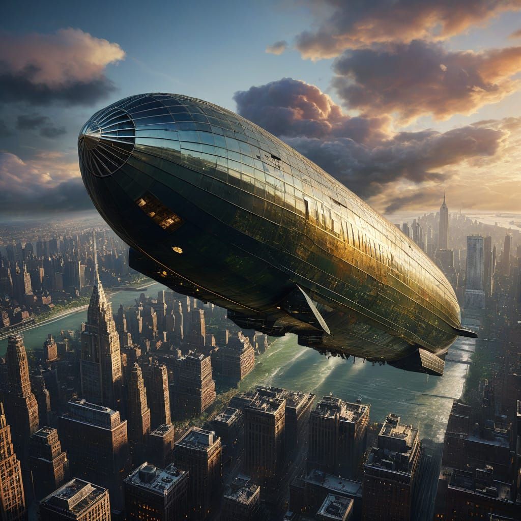 Zeppelin Soars Over 1920s New York in Stunning Hyperrealisti...