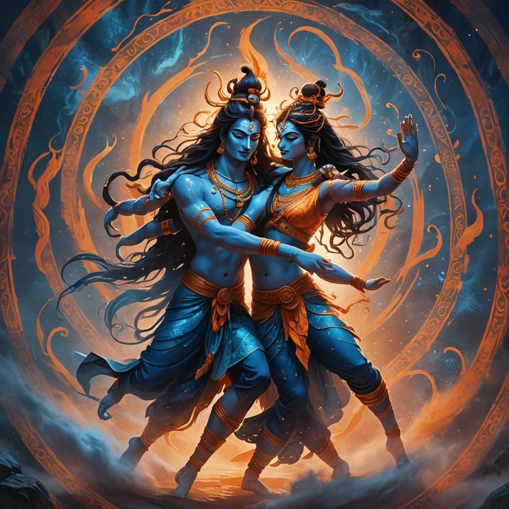 Shiva and Shakti Dance: Mystical Fantasy Art