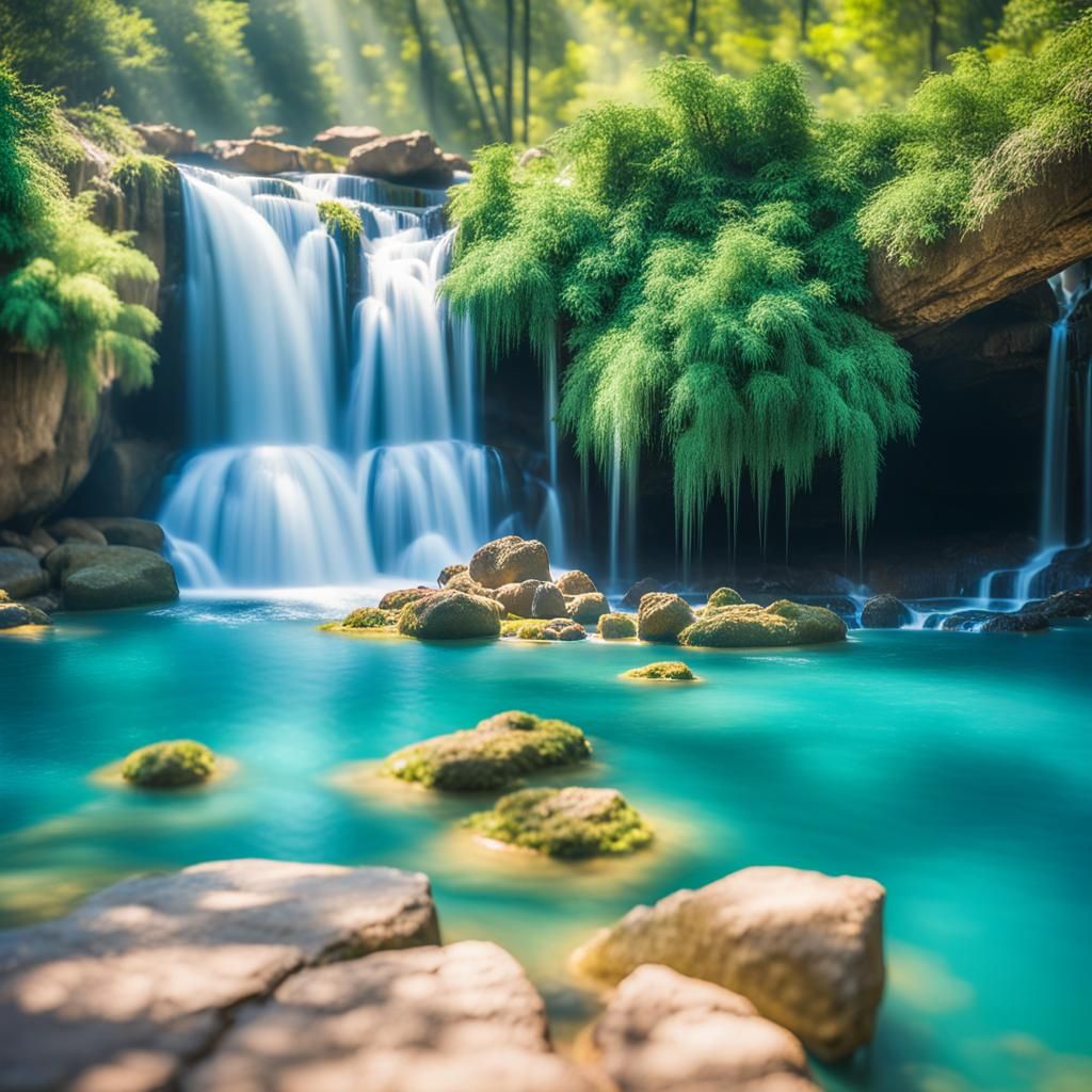 Beautiful Bluewater oasis with Beautiful waterfalls& magical vibes& lots of sun light vibes