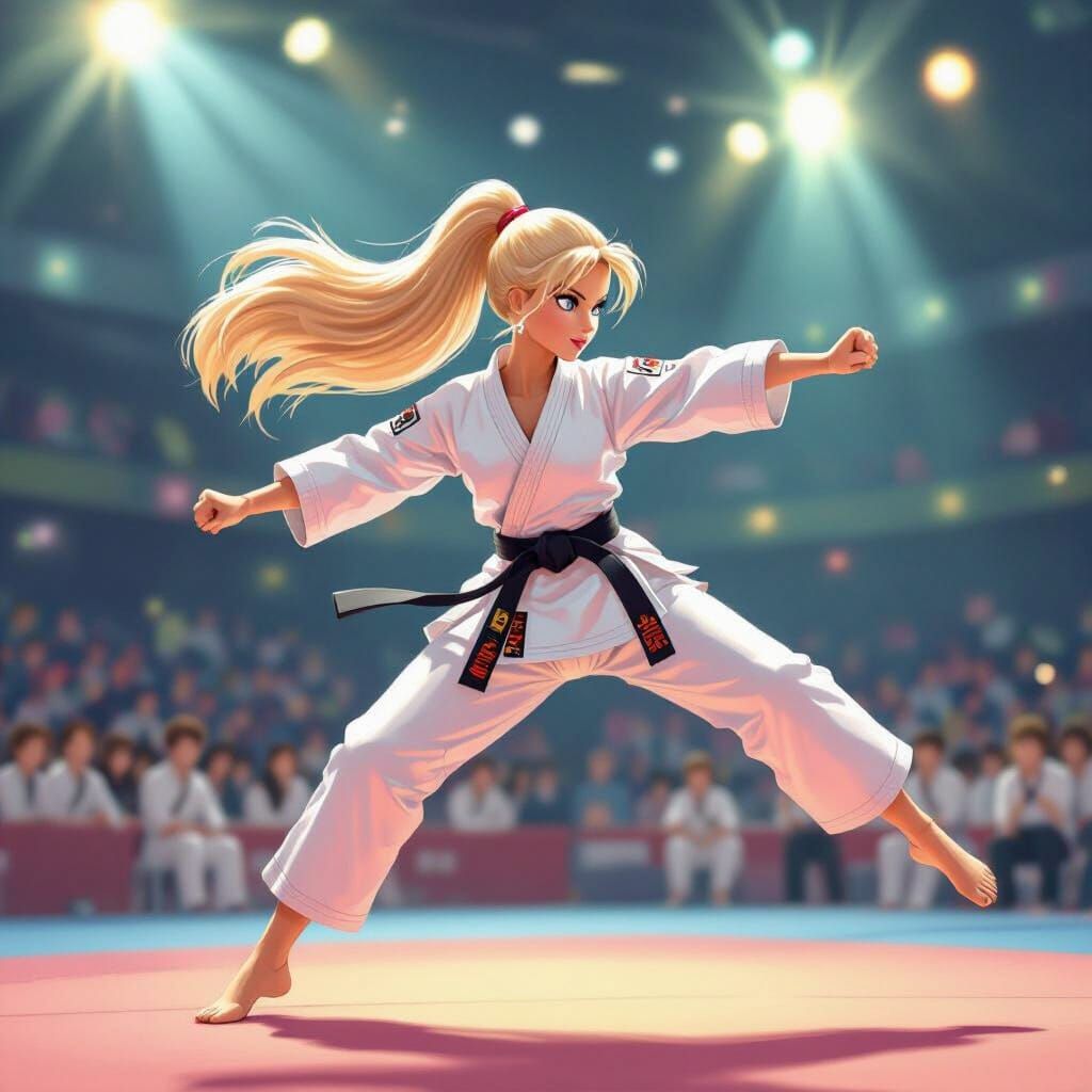 Barbie Doll's Flying Kick in Martial Arts Tournament