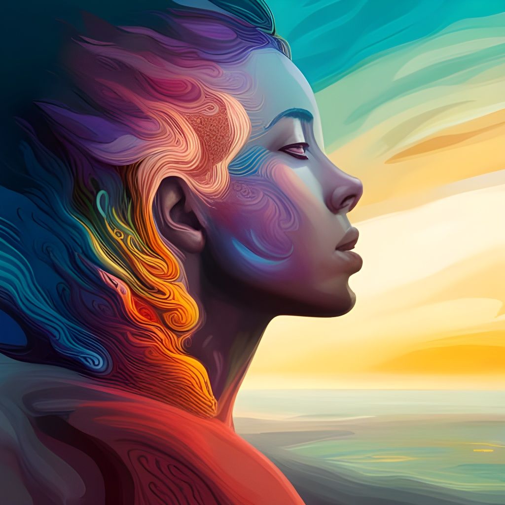 Ocean and Face Double Exposure Portrait in Splash Art