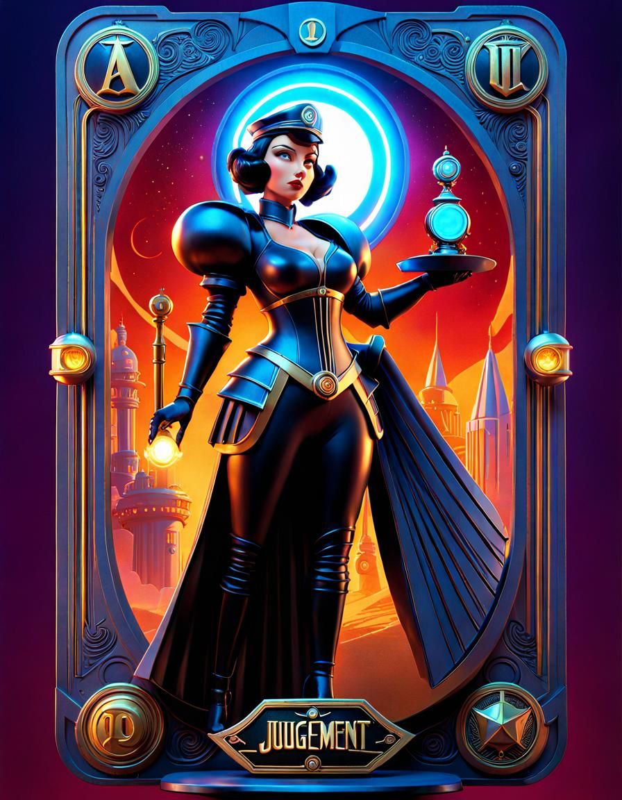 Dieselpunk Tarot Card: Judgement in 3D Digital Art