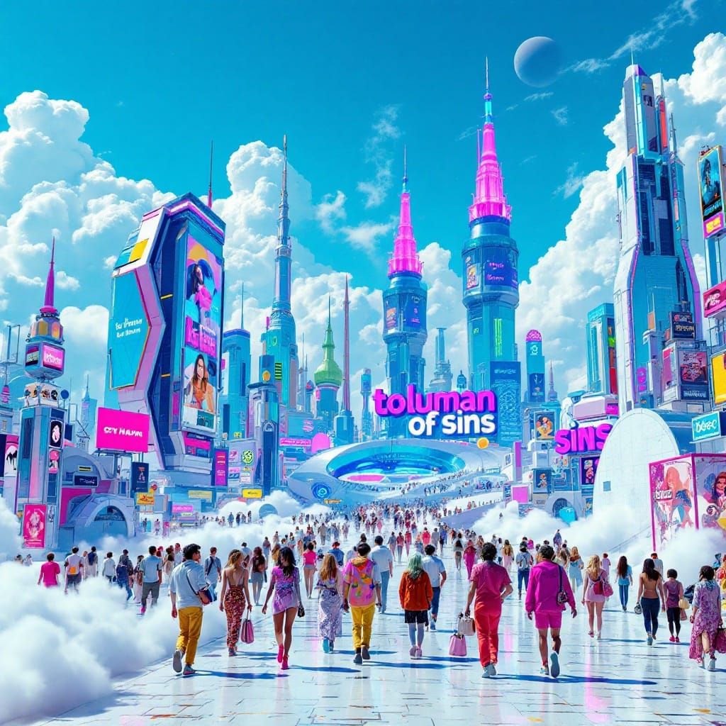 Futuristic Metropolis of Sins in Neon Hues