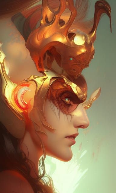 Demon Girl Portrait in Hyperdetailed Concept Art