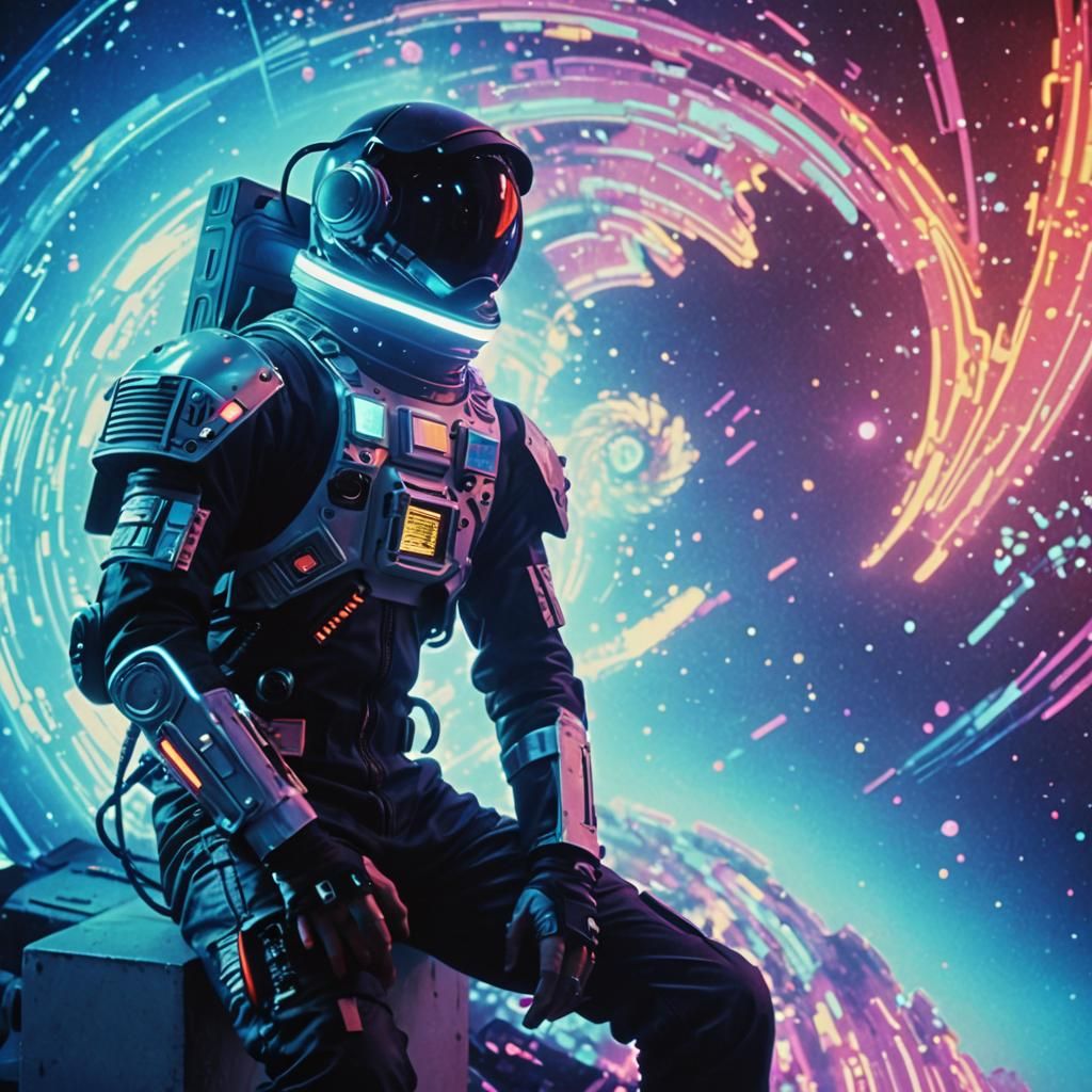 Cyberpunk Astronaut in Dreamcore Liminal Space