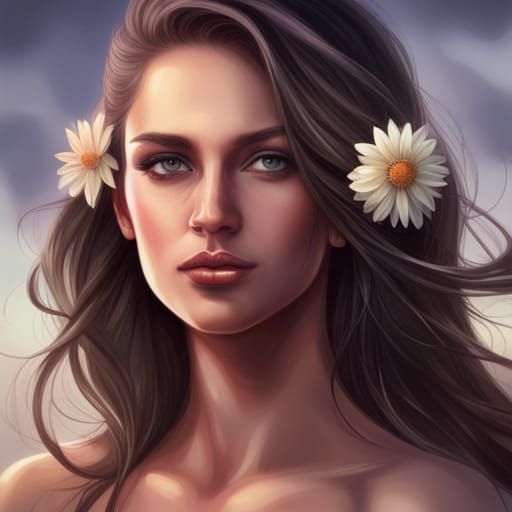 Dreamy Woman Portrait in Art Nouveau Style