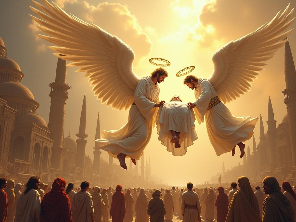 Angels Descend with Martyr in Epic Cinematic Scene