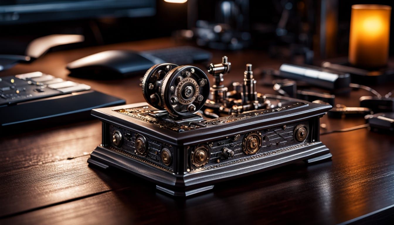 Hyperrealistic Executive Desk Toy in Macro Photography