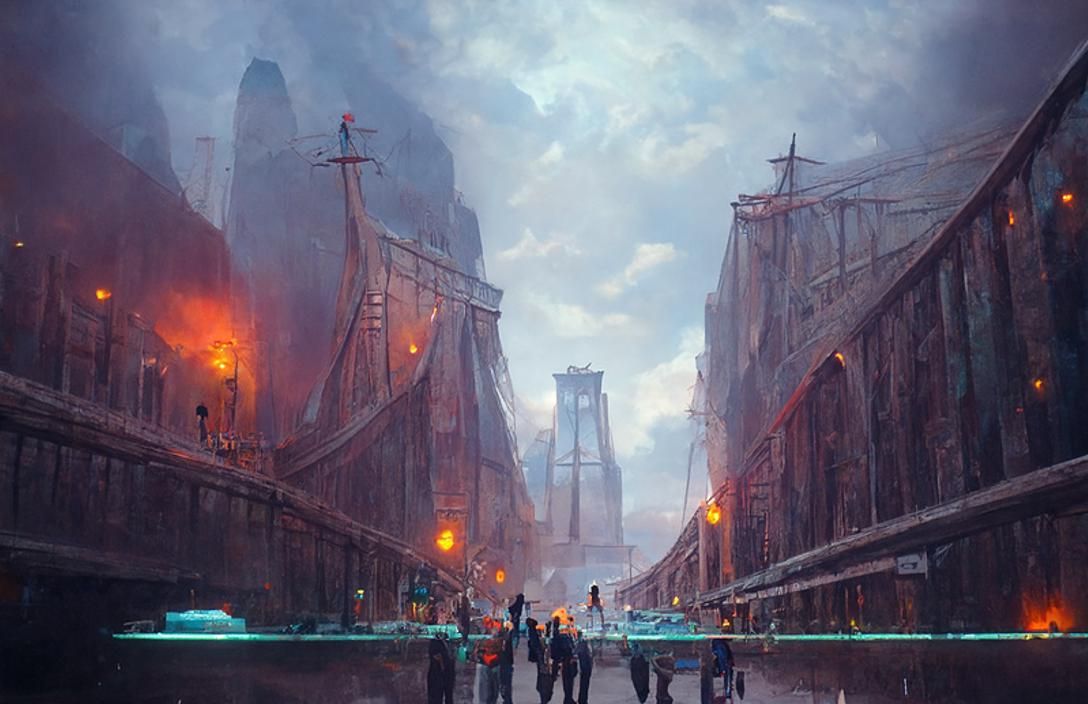 Brooklyn Bridge Walk: Digital Art Illustration