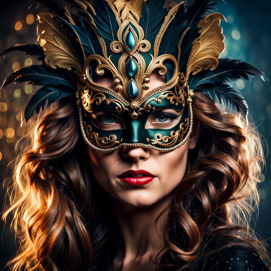 Beautiful Woman Wearing a Masquerade Mask