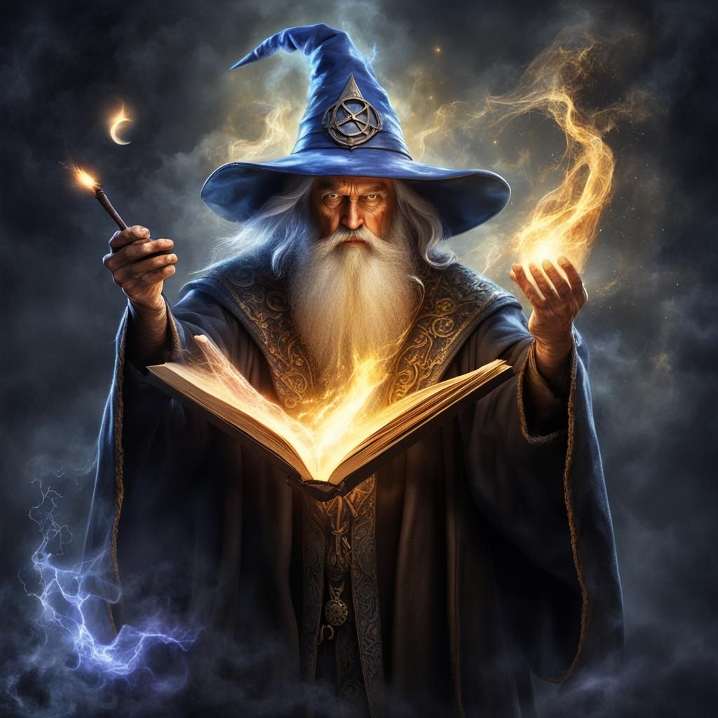 Wizard Casting Spell, Fantasy Art Masterpiece