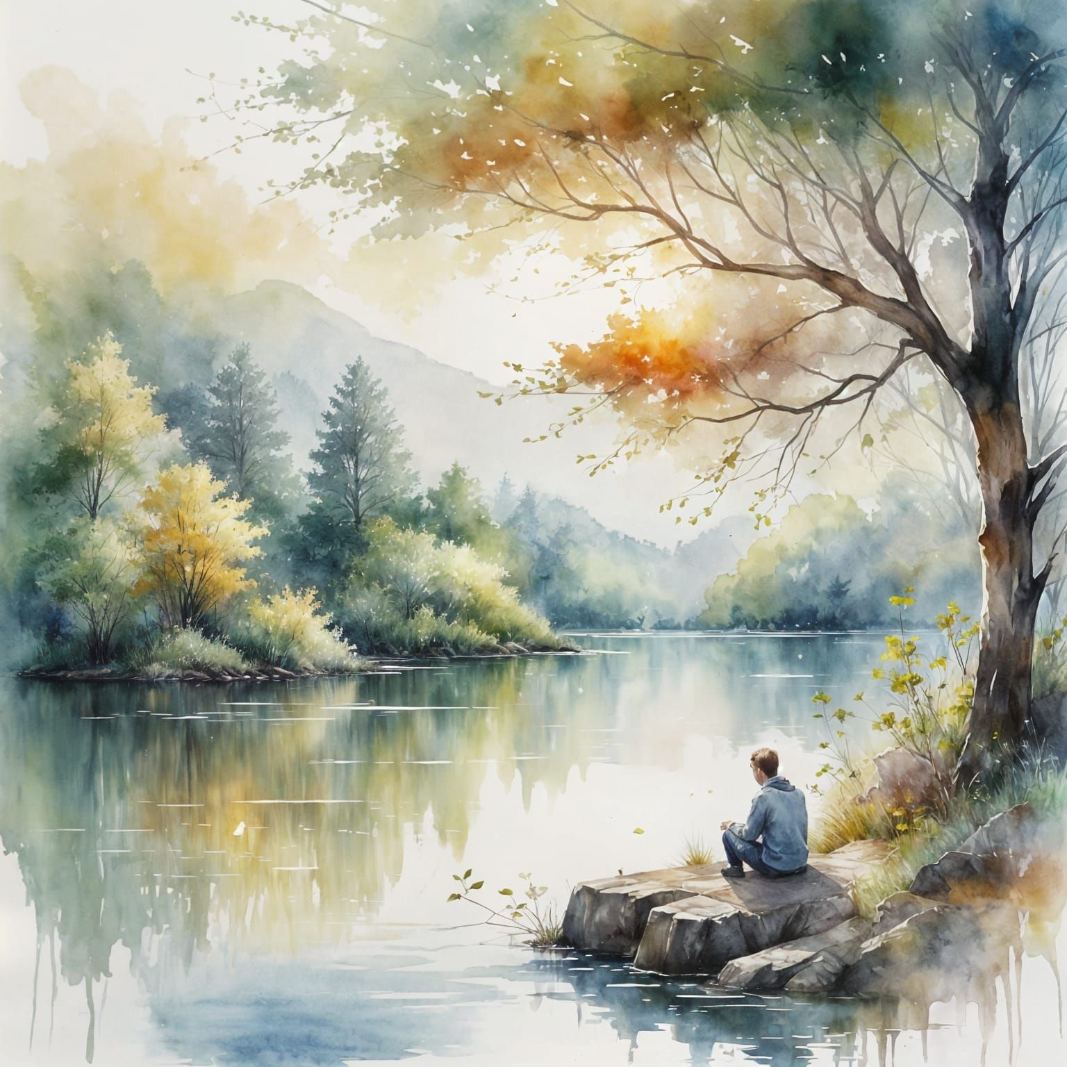Peaceful Nature Scene: Serenity by the Lake
