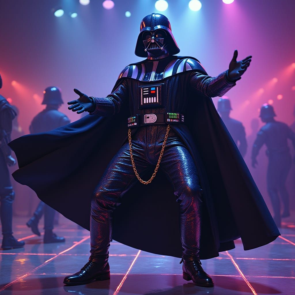 Darth Vader Disco Dance in Futuristic 70s Style