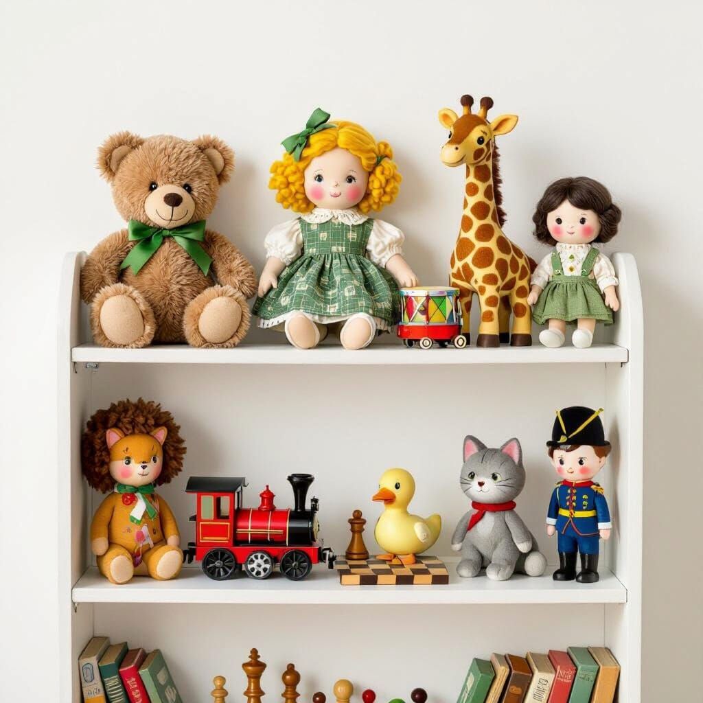 Charming Toys on Shelf in Children's Room
