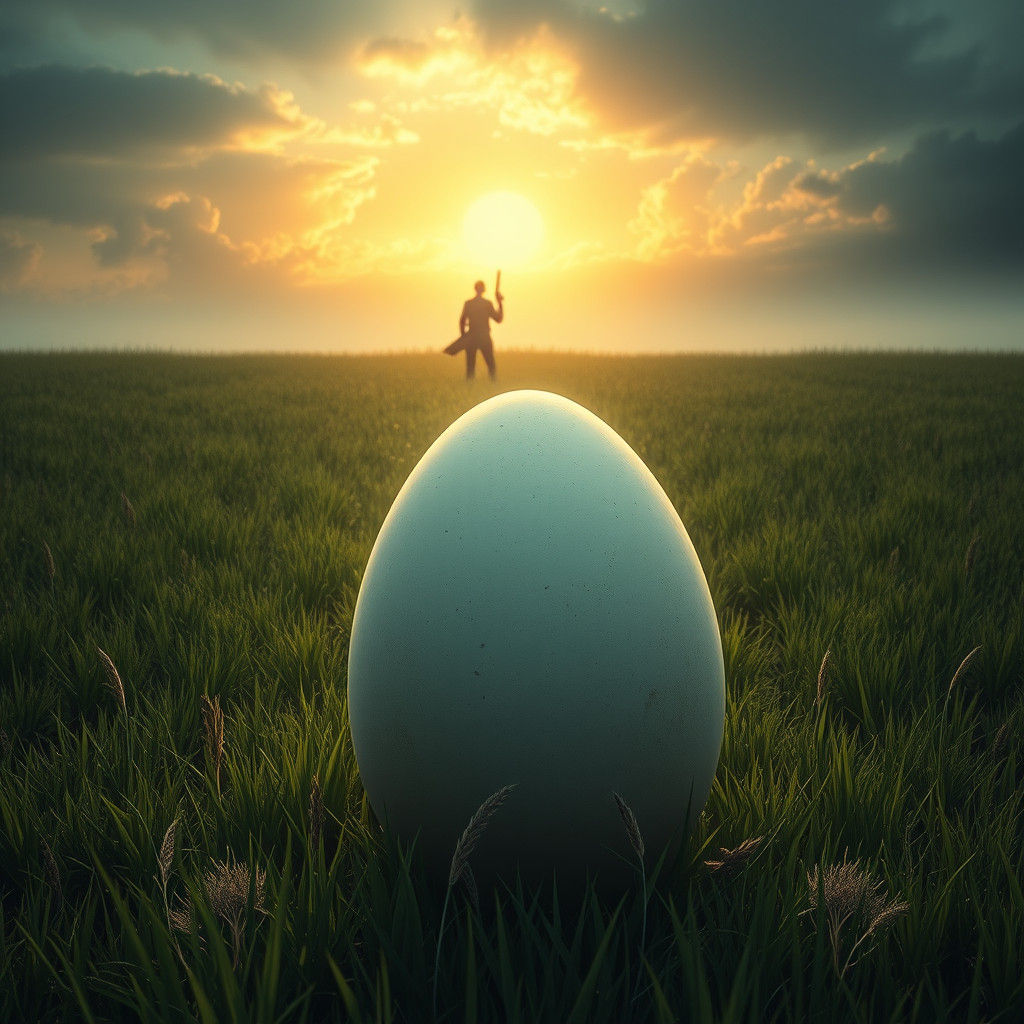 Surreal Egg Standoff in Dramatic Digital Painting