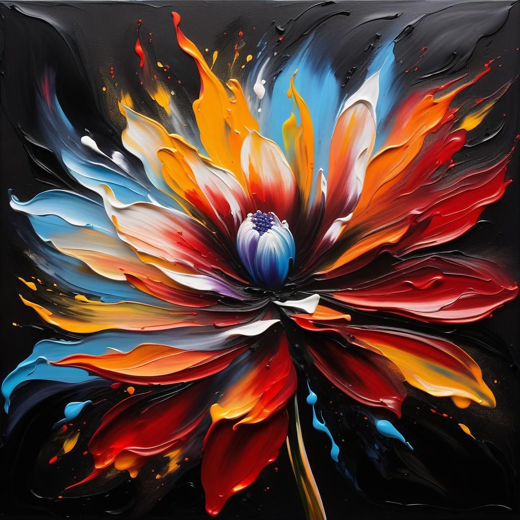Surreal Glowing Flower in Impasto Oil Painting