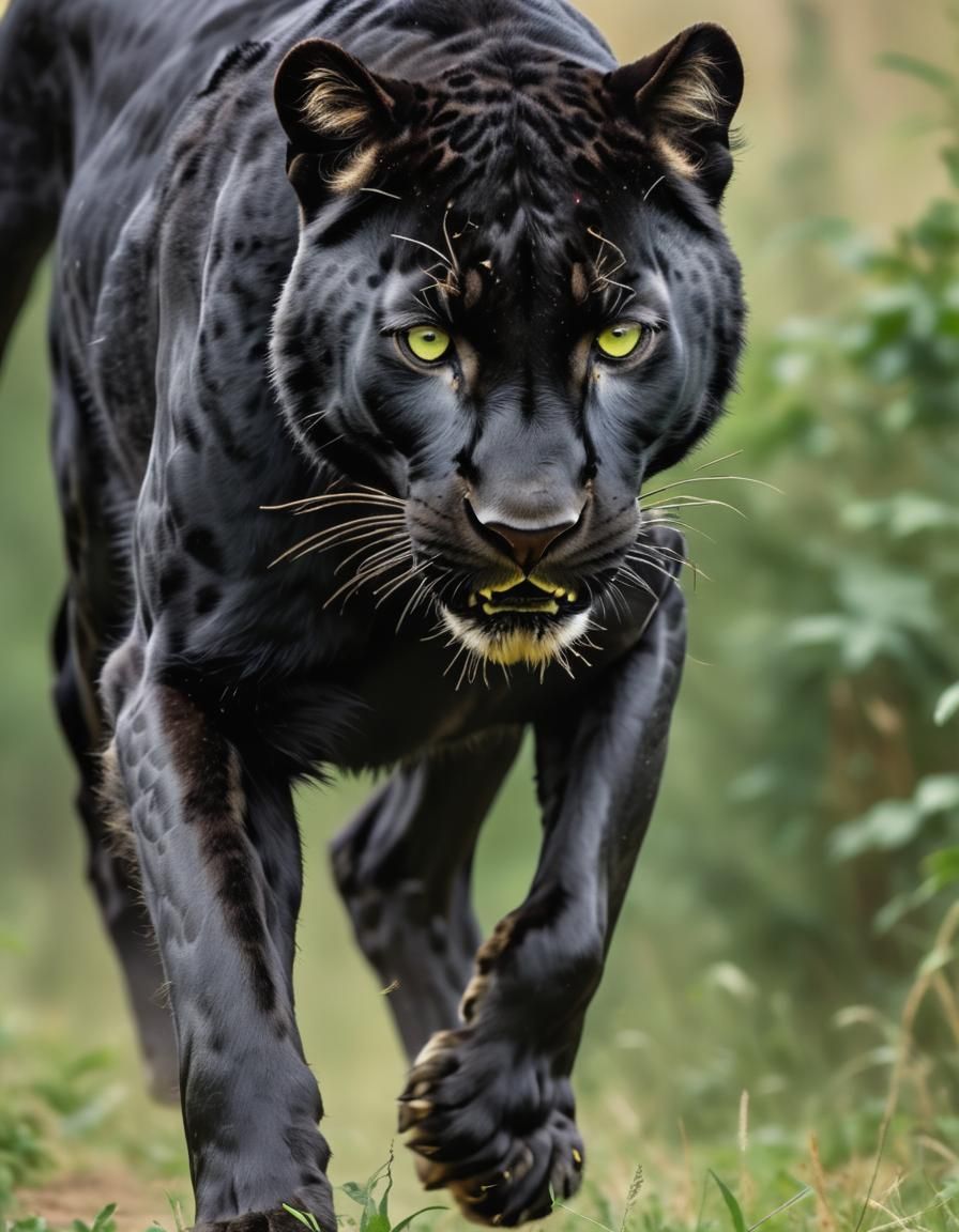 Black Panther Running Wild With Other Animals