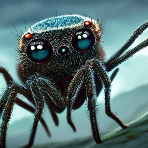 Friendly Jumping Spider Concept Art in 8K
