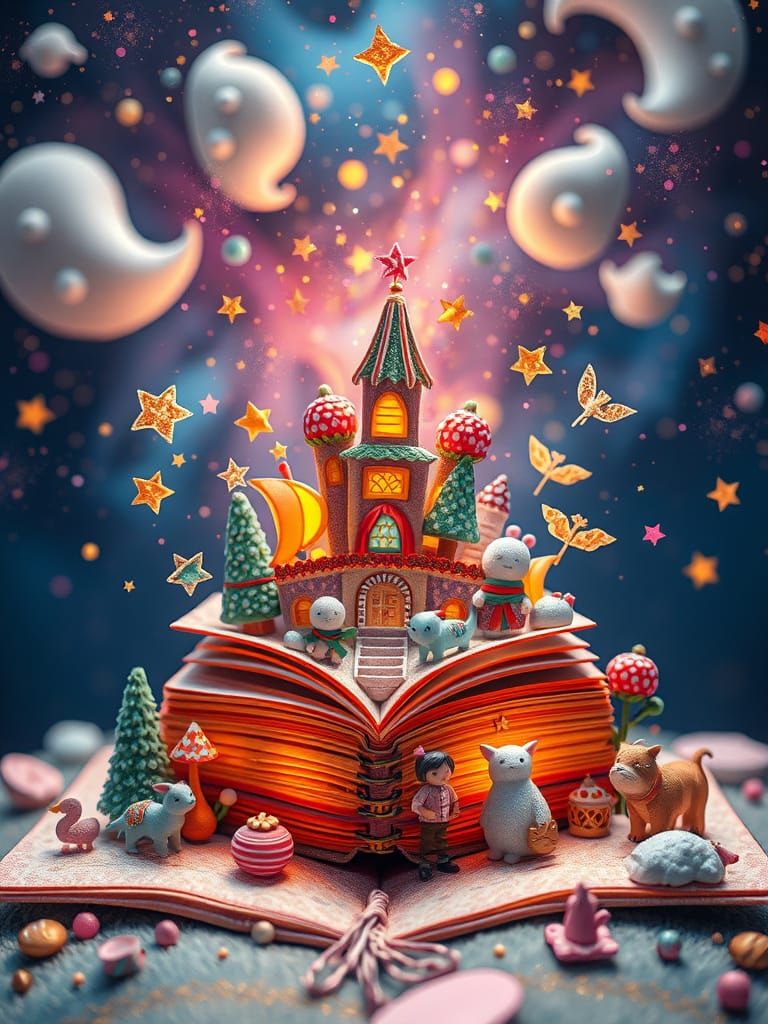 Whimsical Pop-Up Book World in Sugar Style