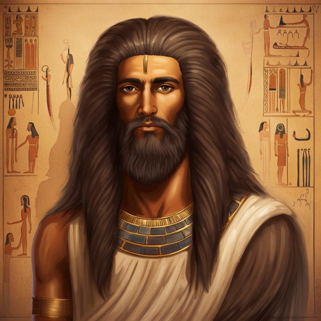 Ancient Egyptian Man with Long Hair