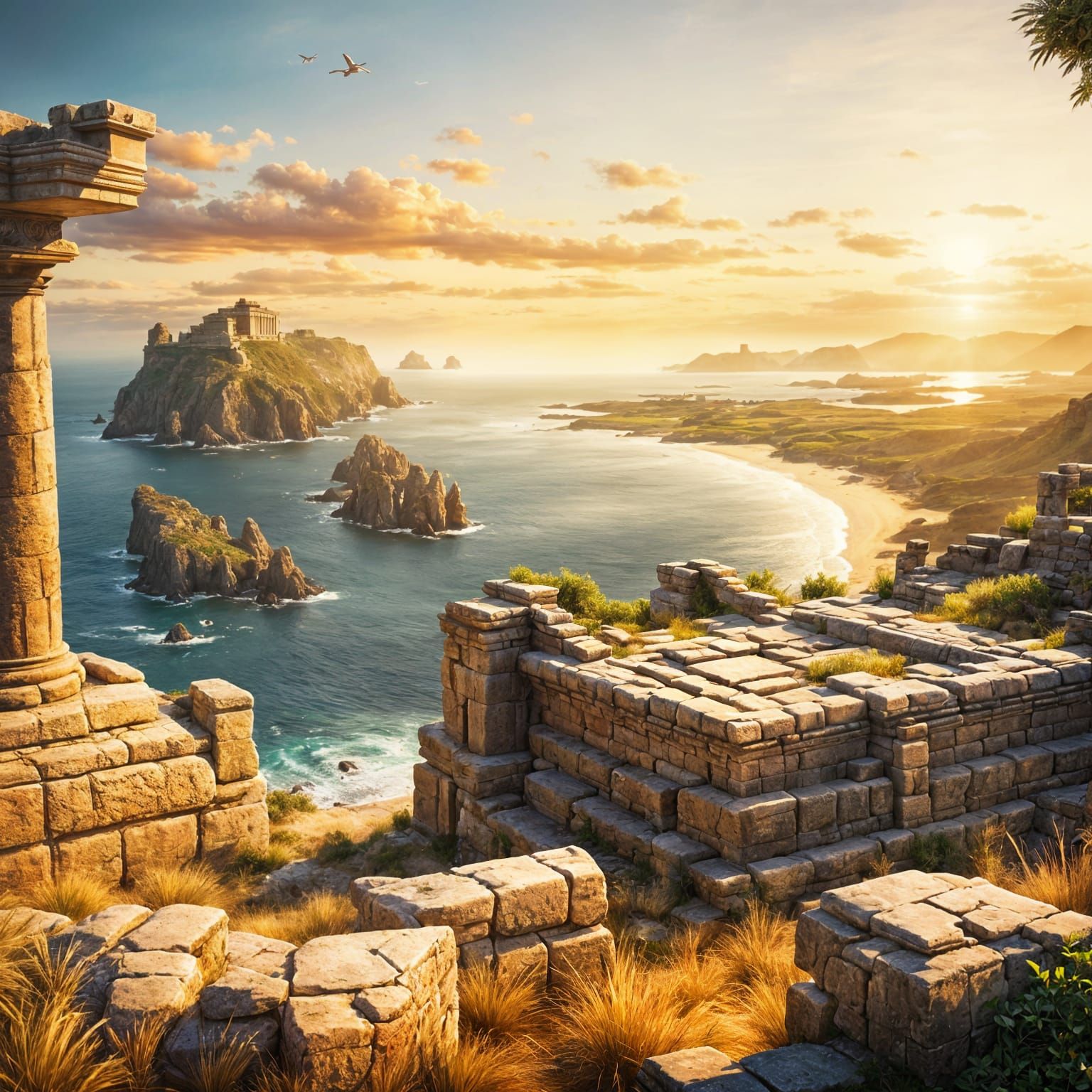 Ancient Coastal Masterpiece in Golden Hour