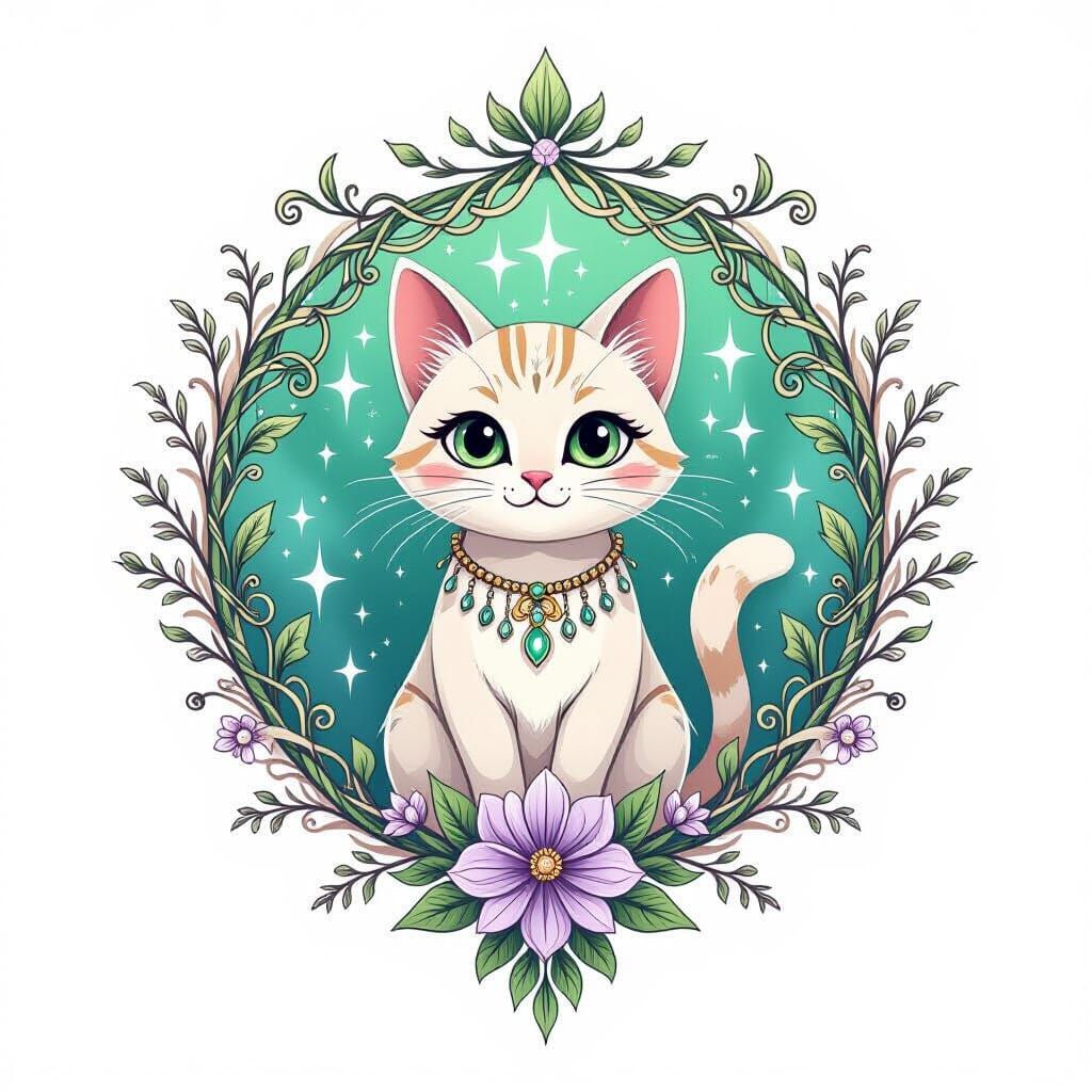 Fae Cat Studio Logo with Floral Vines