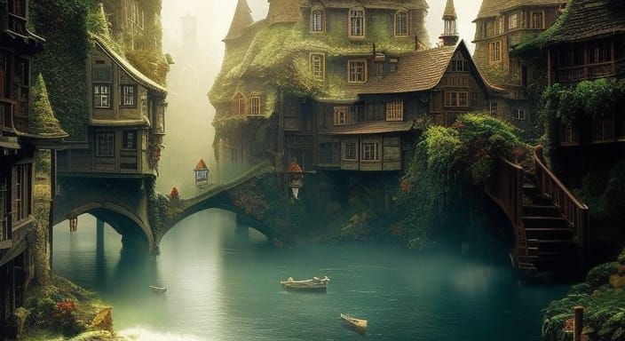 Detailed Medieval City as Miniature Tilt-Shift Photo