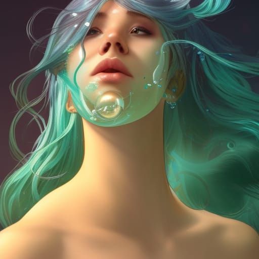 Mysterious Merman Portrait in Aquatic Green