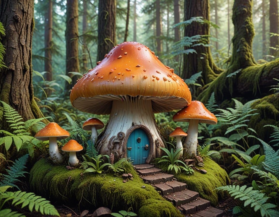 Gnome Family's Whimsical Mushroom Abode