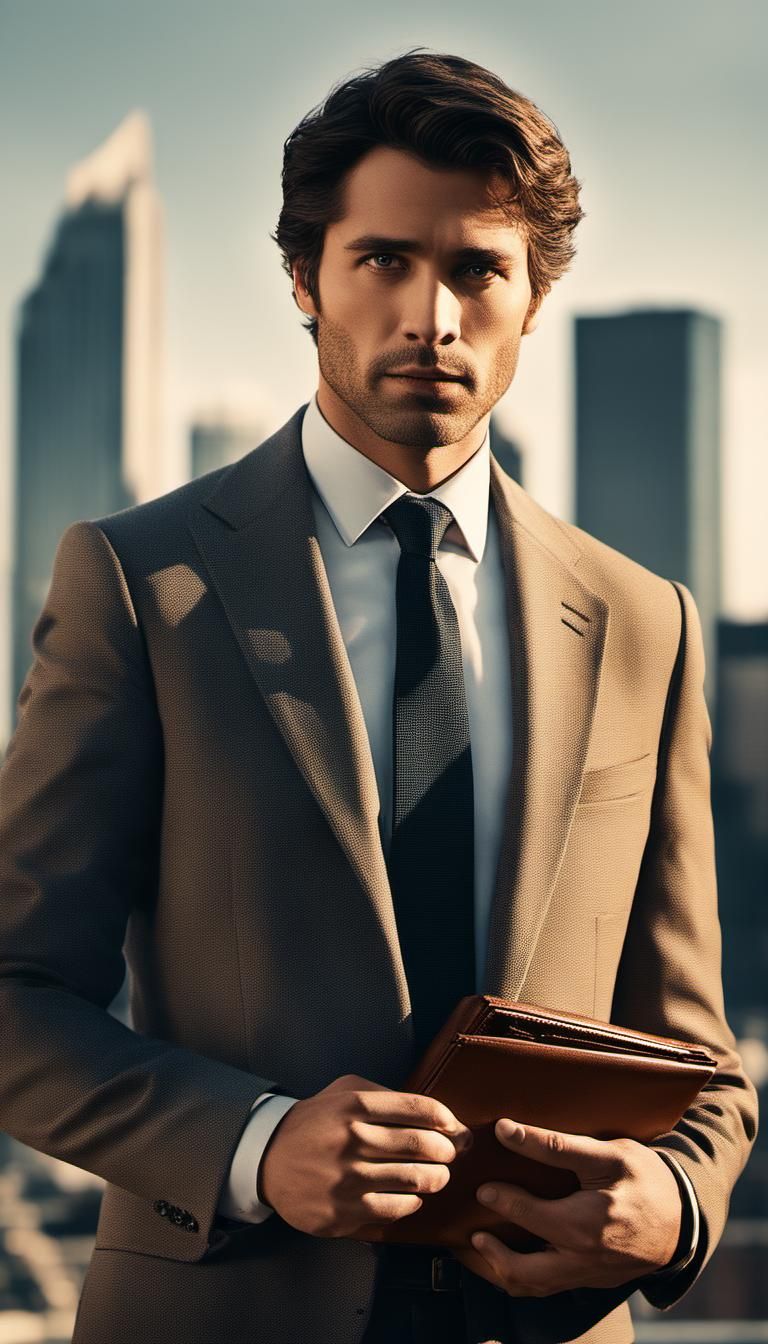 Young Professional in Cityscape: Cinematic Film Still