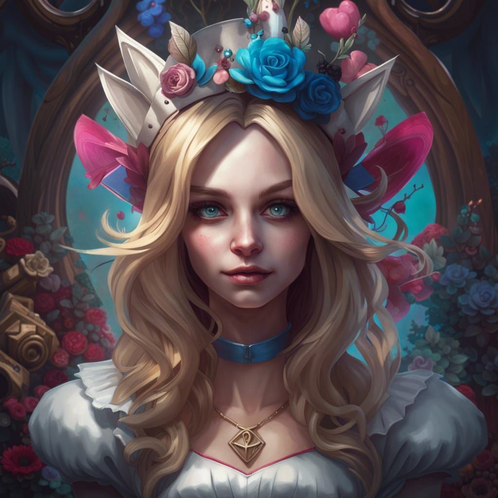 Gothic Alice Portrait in Art Nouveau Style