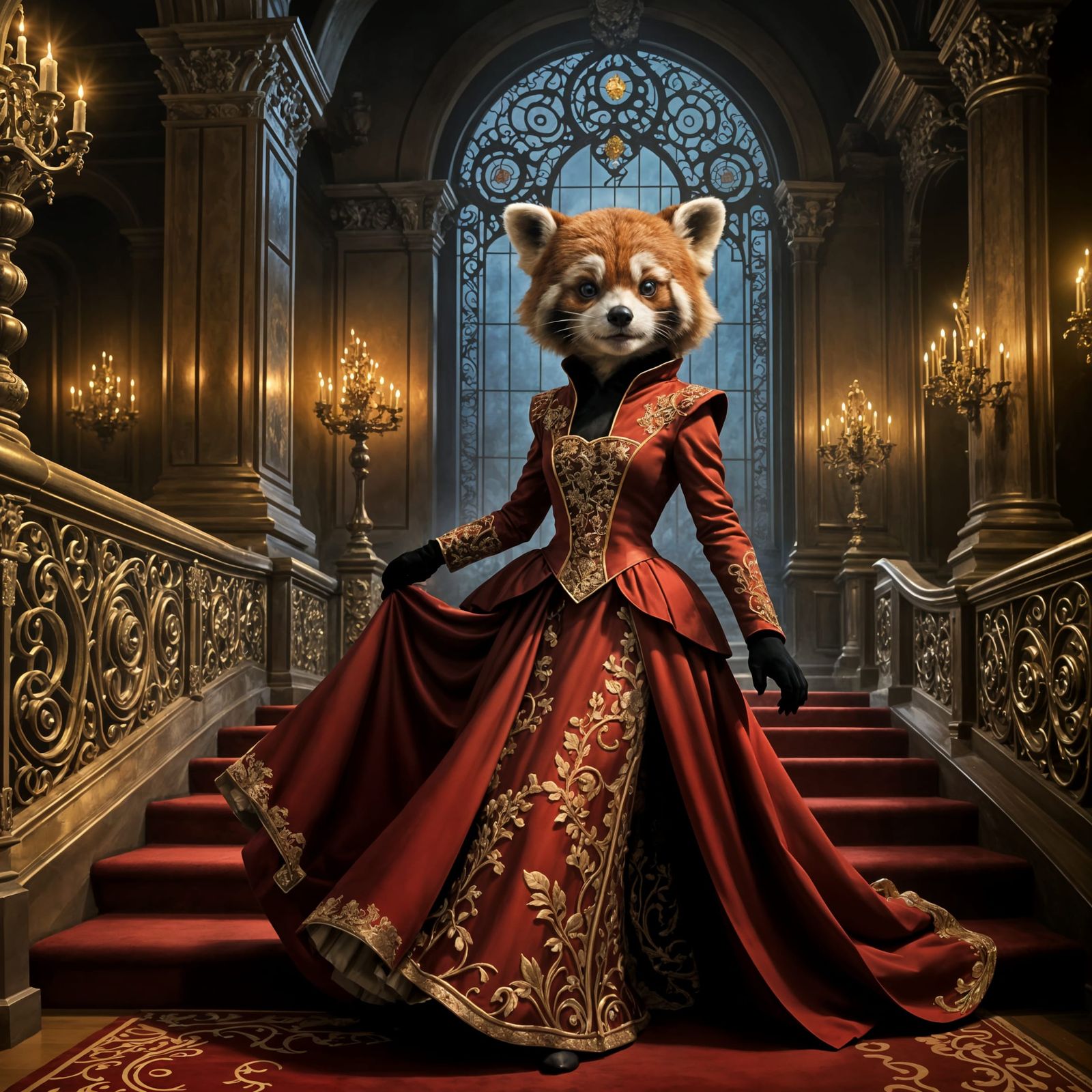 Glamorous Red Panda in Cinderella-Inspired Castle
