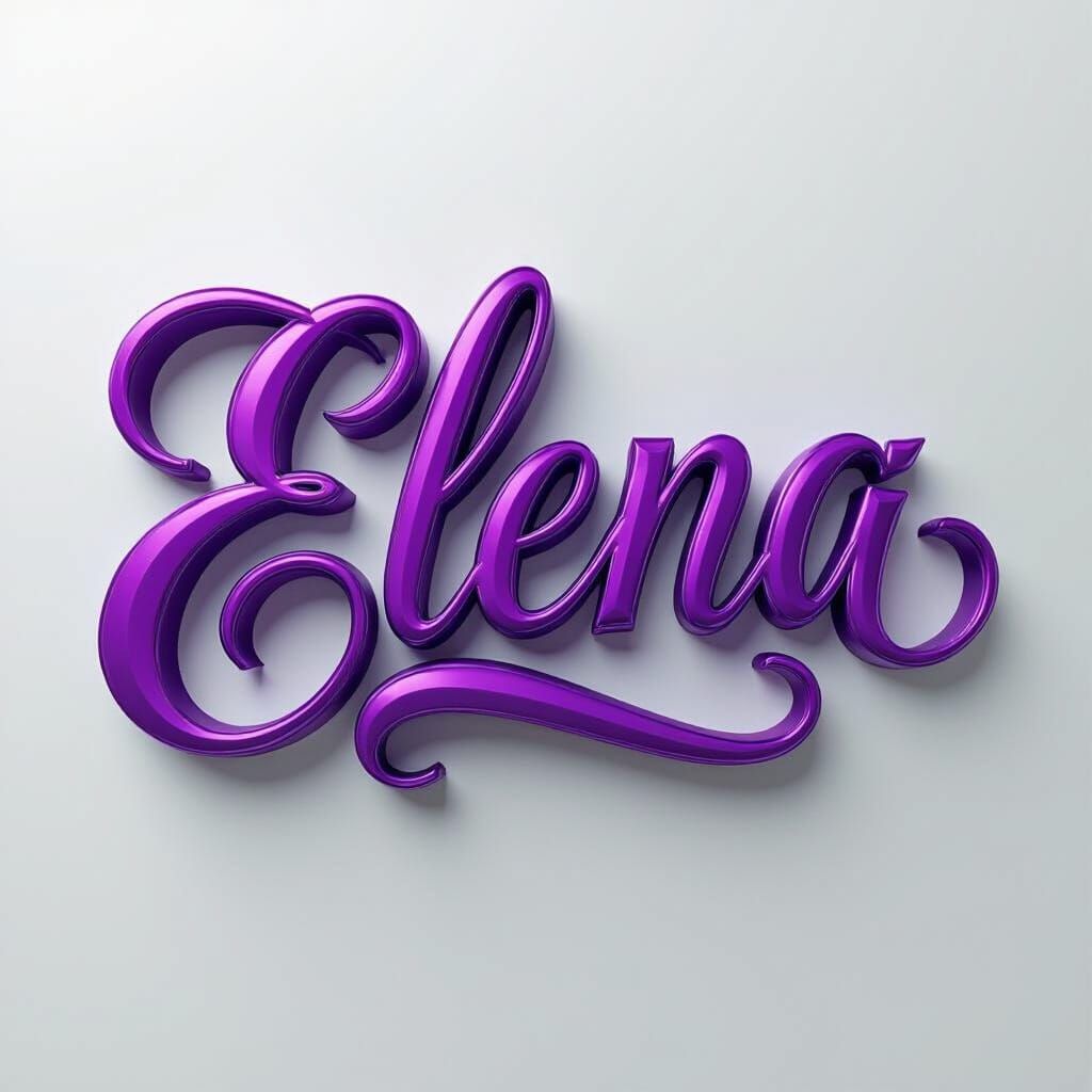 Elegant 3D Cursive "ELENA" in Vibrant Purple