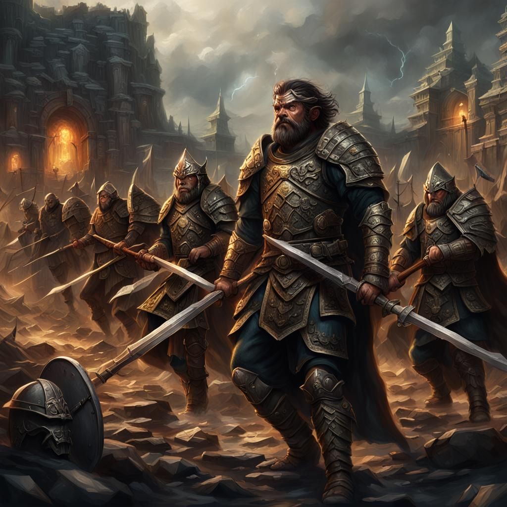 Warrior Halflings of Mettogar in Dramatic Roman Style