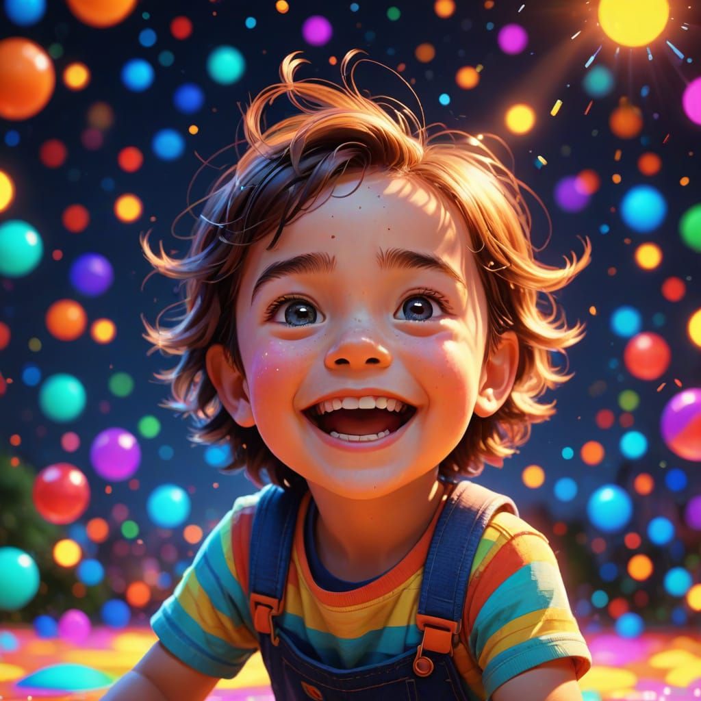 Joyful Child in Vibrant Pixar Style Digital Art