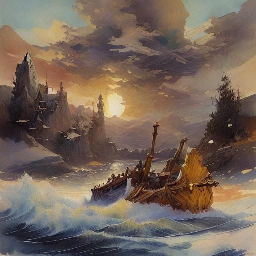 Civil War Naval Battle in Romantic Style