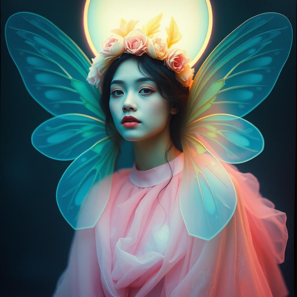 Elemental Fairy Portrait in Kalighat Art Style