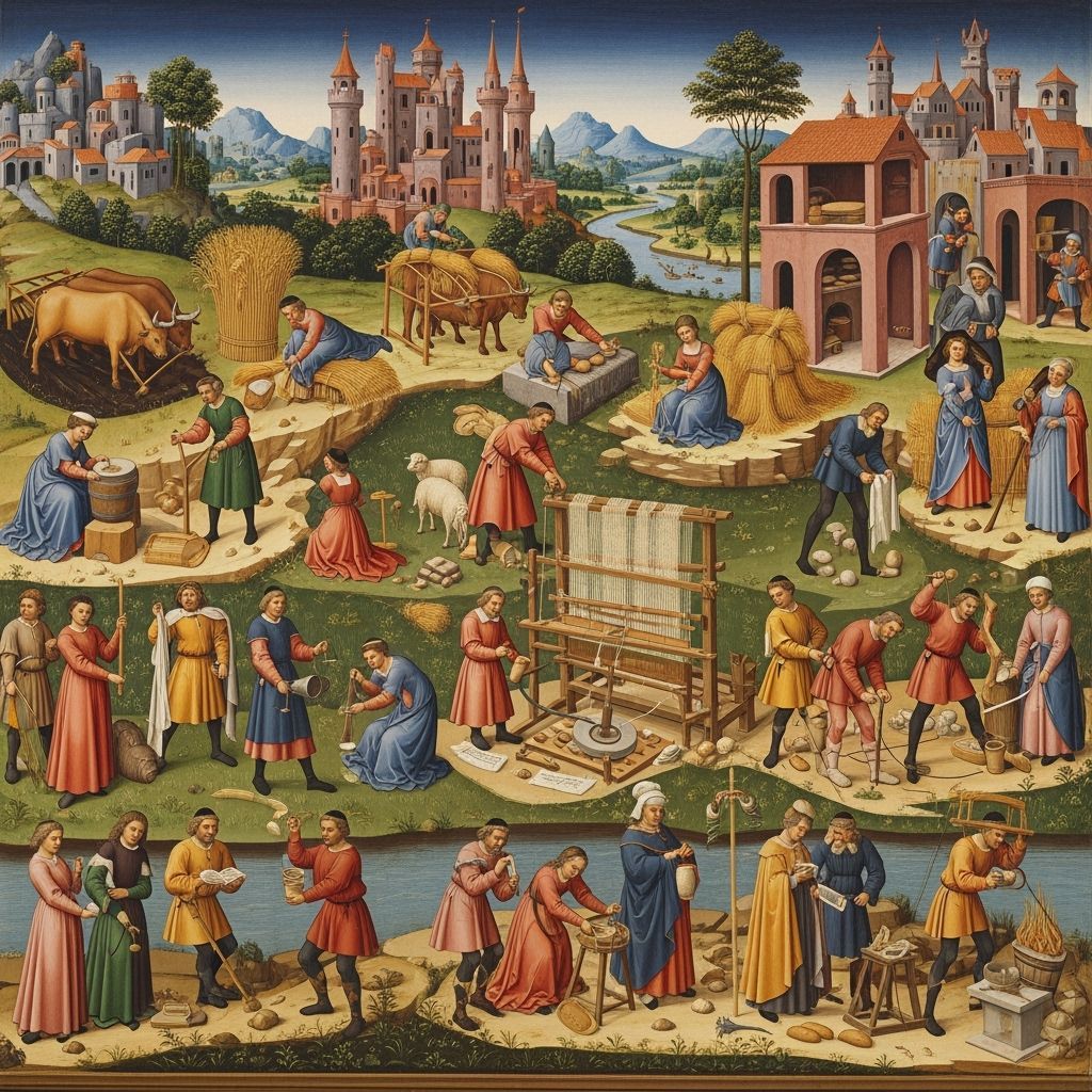 39 Craftsmen in Medieval Mural Style