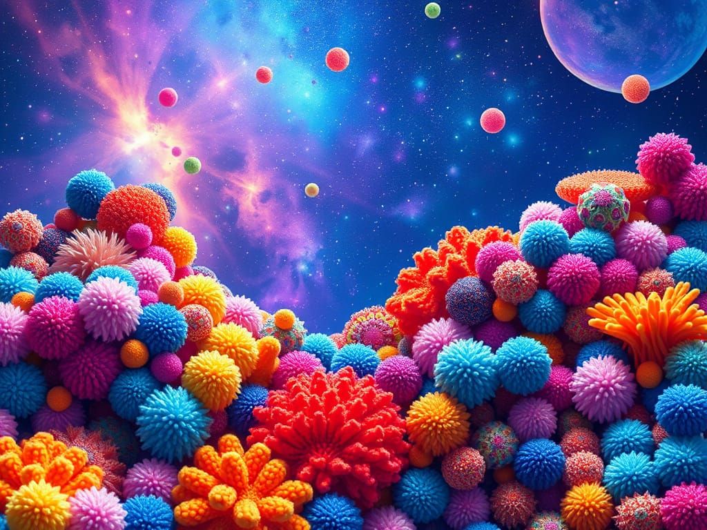 Pom-Pom Coral Reef: A Holographic Cosmic Seascape