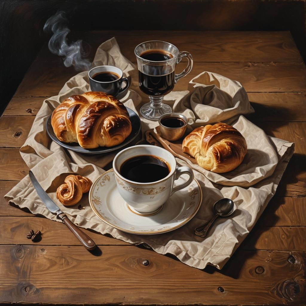 Golden Hour Still Life: Warm Pastries and Coffee