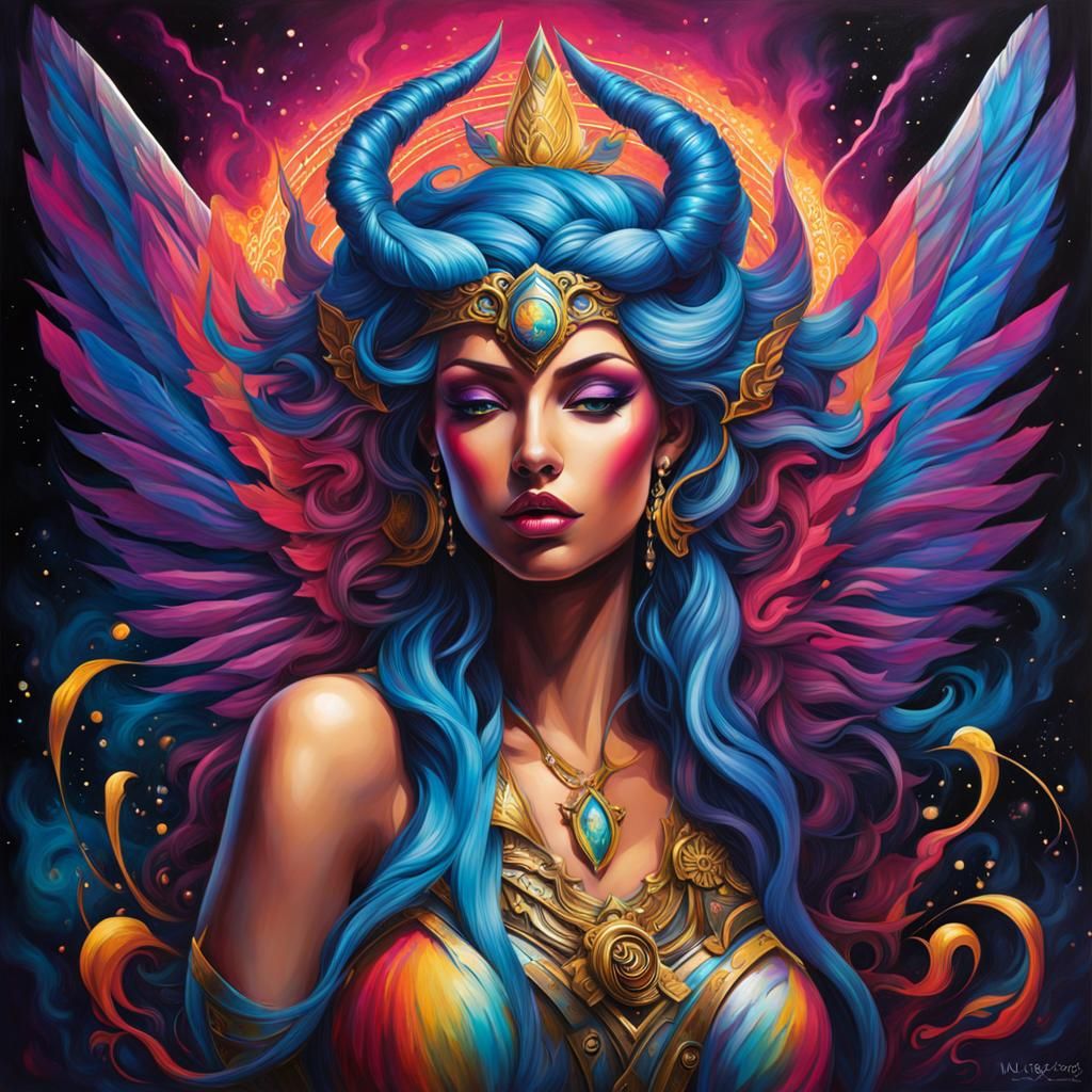 Goddess Nyx as Colorful Graffiti Art