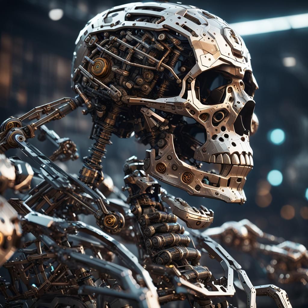 Mechanical Skeleton in Sci-Fi Cinematic Style