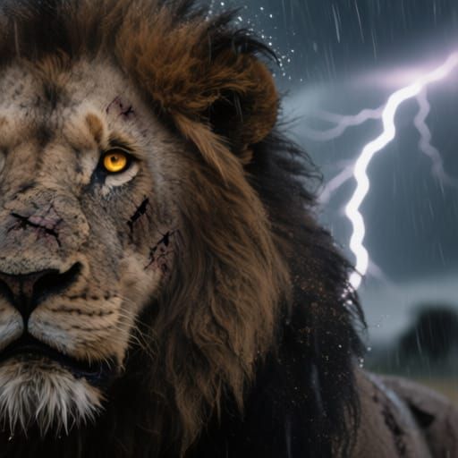 Battle-Scarred Lion: Cinematic Masterpiece of Survival