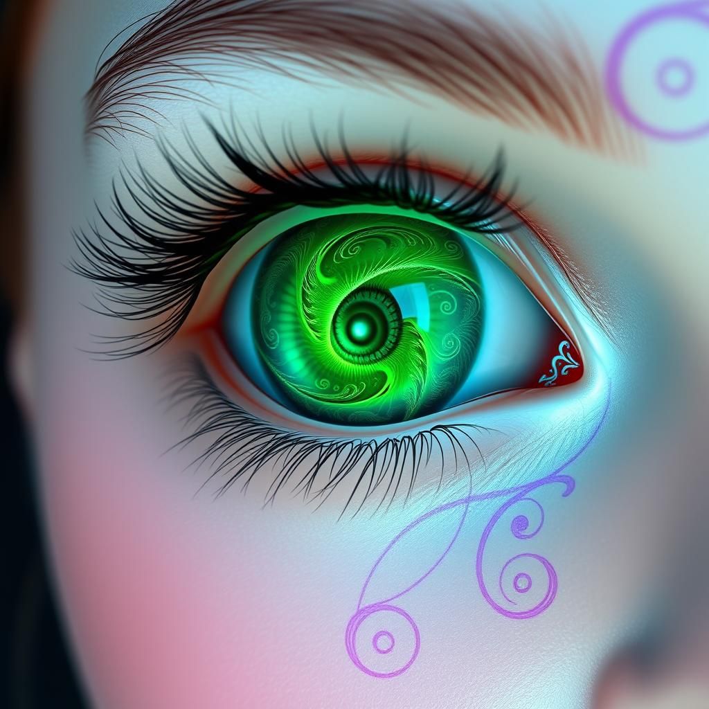 Ethereal Emerald Eye Portrait in Digital Art Style