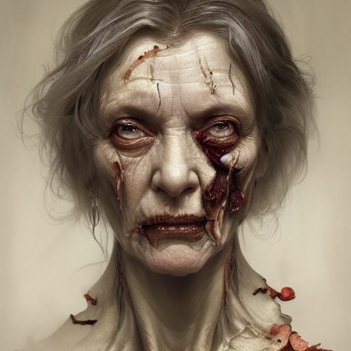 Renaissance Portrait of an Old Zombie Woman