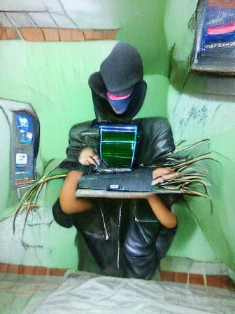 Cyberpunk Hacker at Computer Consoles