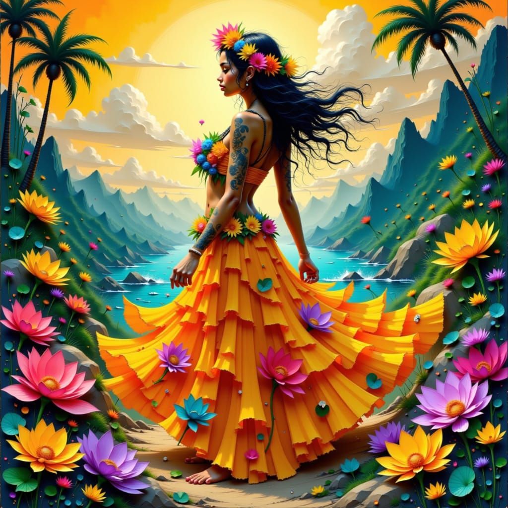 Laka Hula Dance in Tropical Landscape
