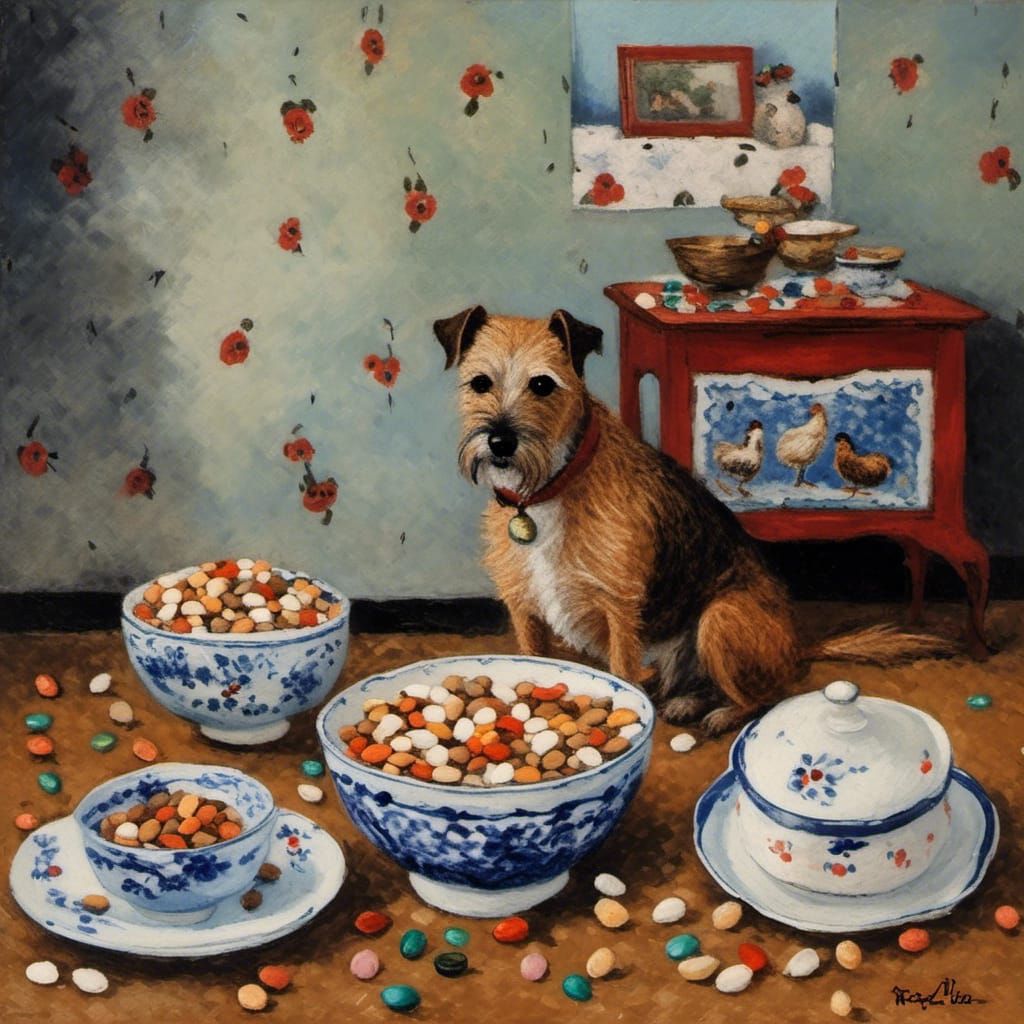 Nellie Surrounded by Chickens, Utrillo Style