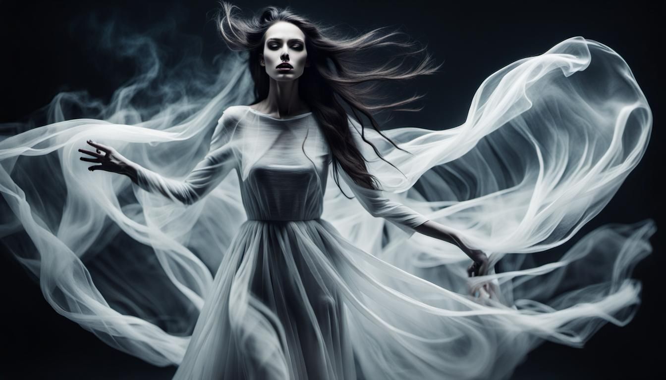 Ethereal Woman Ghost in Macabre Fashion